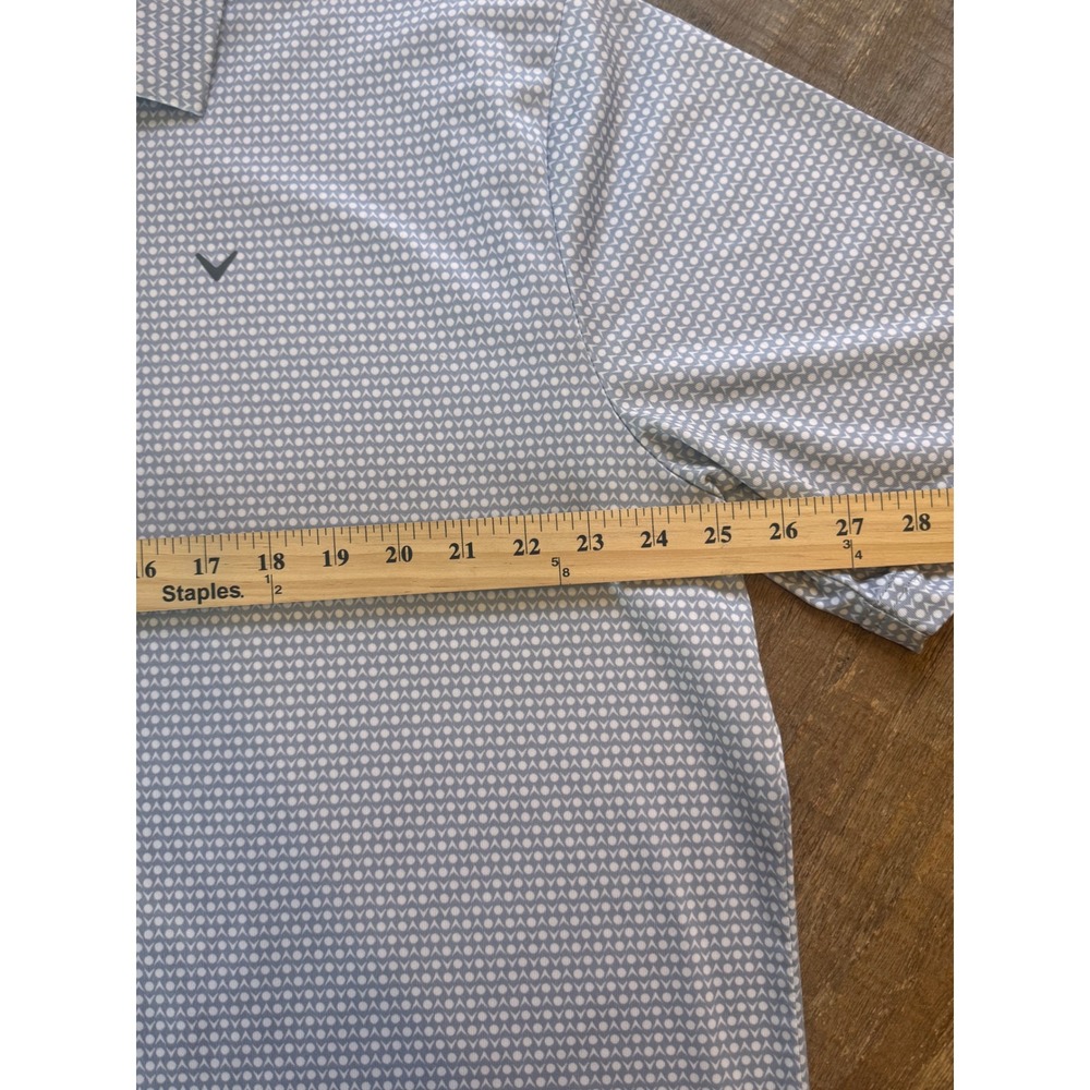 Callaway Opti-Dri Golf Polo Mens XL Light Blue White Geometric Print Performance - Picture 5 of 10